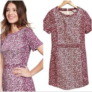 Boden Isla Sheath Dress Floral Fitted Short Sleeve Mini Magenta Dress Spring